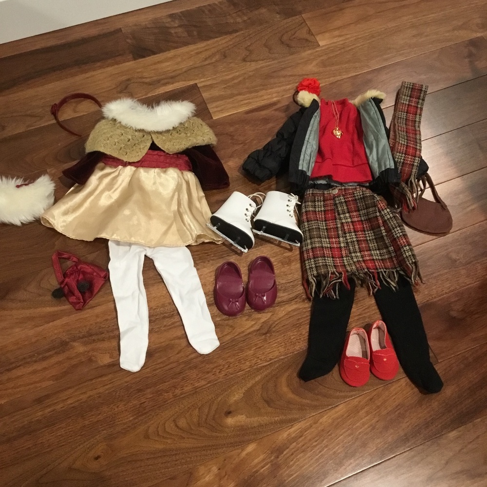 18” Doll Holiday Dress & Outfit with Puffer Coat & Ice Skates-Fits Ameri…